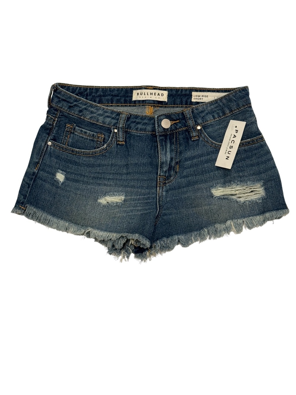 NEW Bullhead Denim Low Rise Distressed Jean Shorts Raw Edge 25